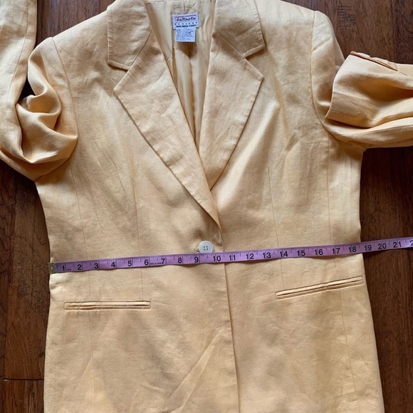 Talbots Yellow Linen‎ Padded Shoulder Blazer - Picture 7 of 14